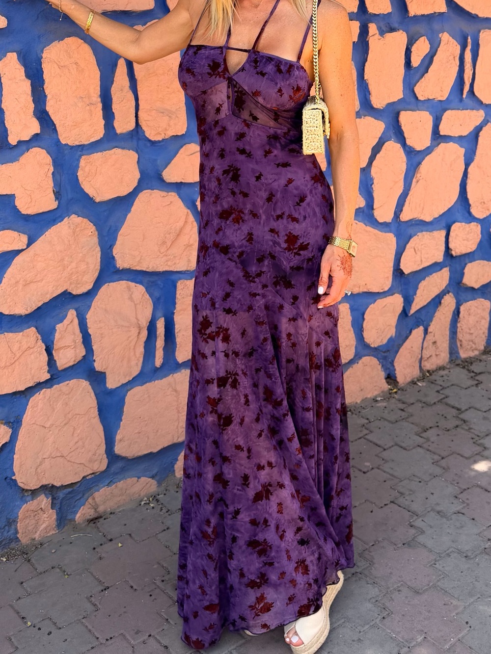 Zara Purple Floral Slip Maxi Dress